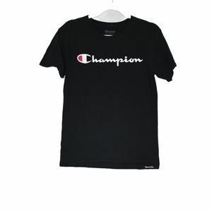 Champion Mens Black Printed T-Shirt Short Sleeve Round Neck Cotton Size S